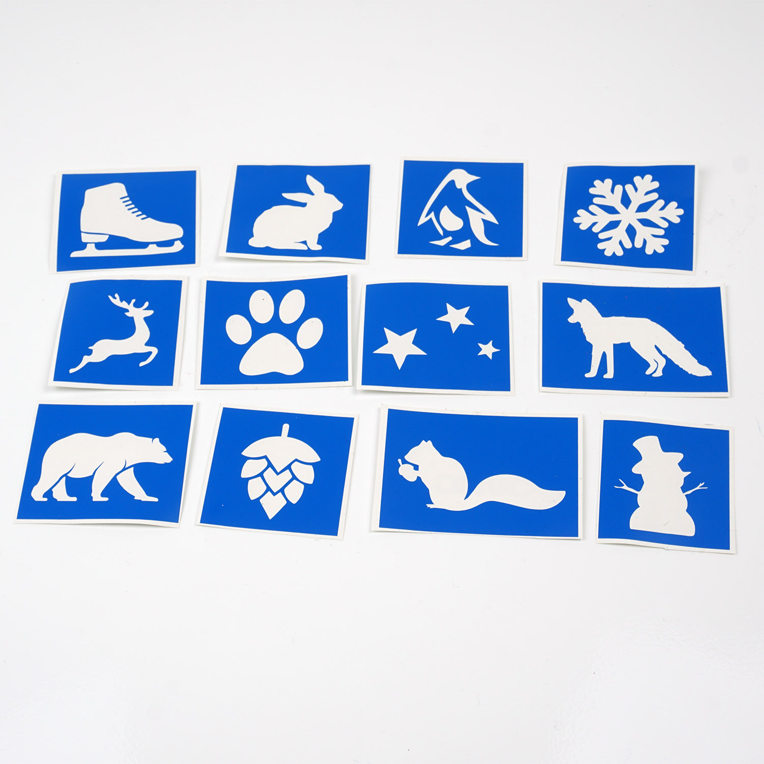 Tattoo Schablonen SET Kinder Winter-Frost 12 Schablonen Selbstklebend schminken Airbrush Geschenk