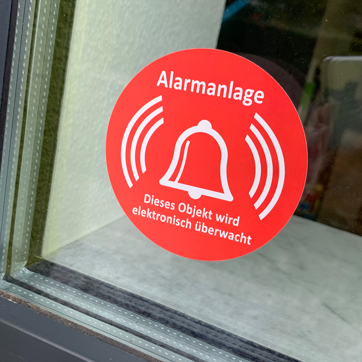 Türaufkleber / Fensteraufkleber - Alarmanlage rund rot