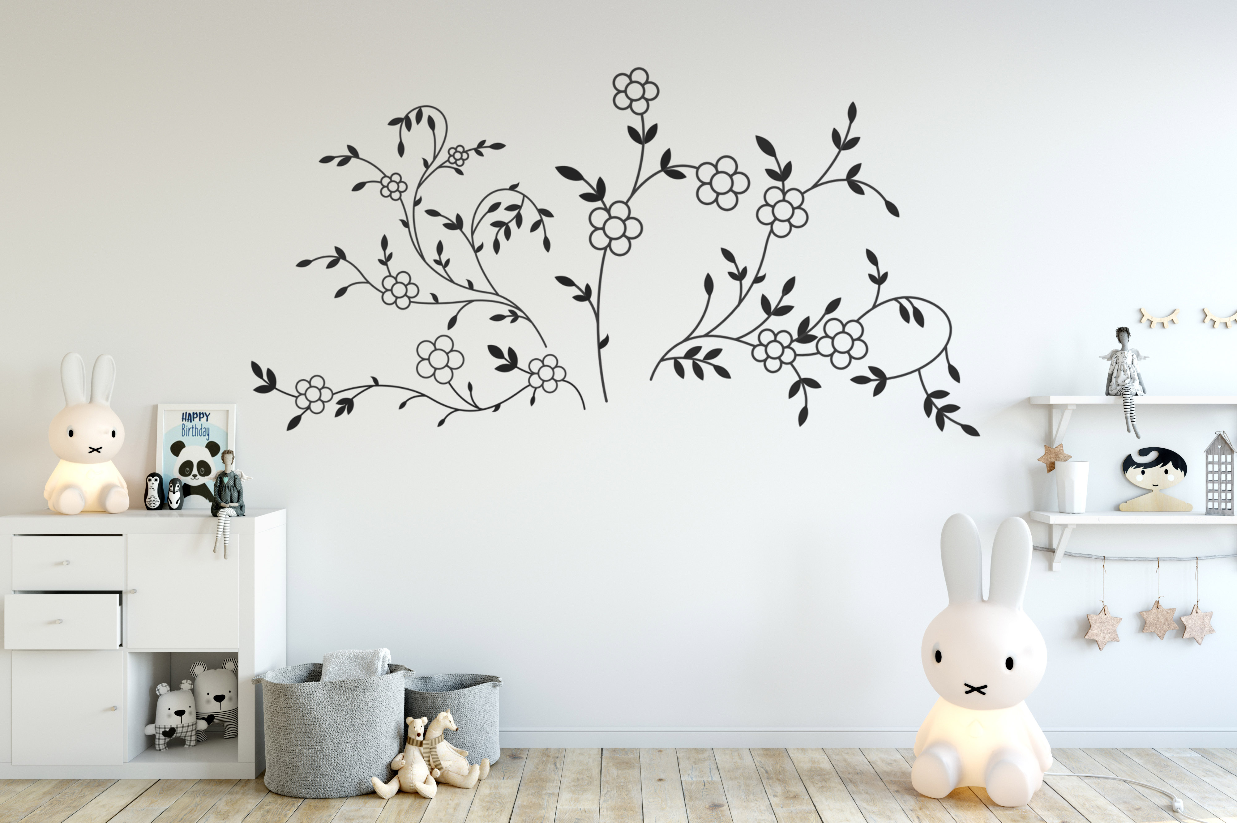 Aufkleber Wandtattoo  4Blumenranken  Deko Lifestyle