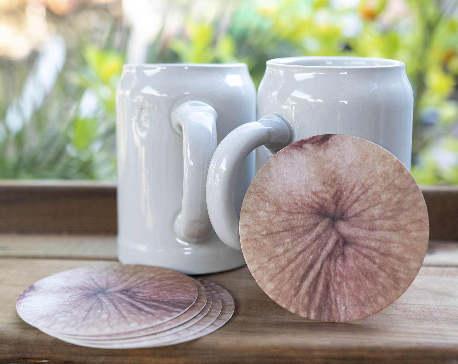 Bierdeckel Bier Anus Nippel beidseitig bedruckt Fun Untersetzer Party
