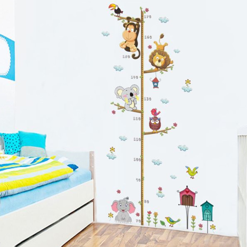 Wandtattoo Kinderzimmer - Messlatte Maßstab Tiere 70 -170 cm