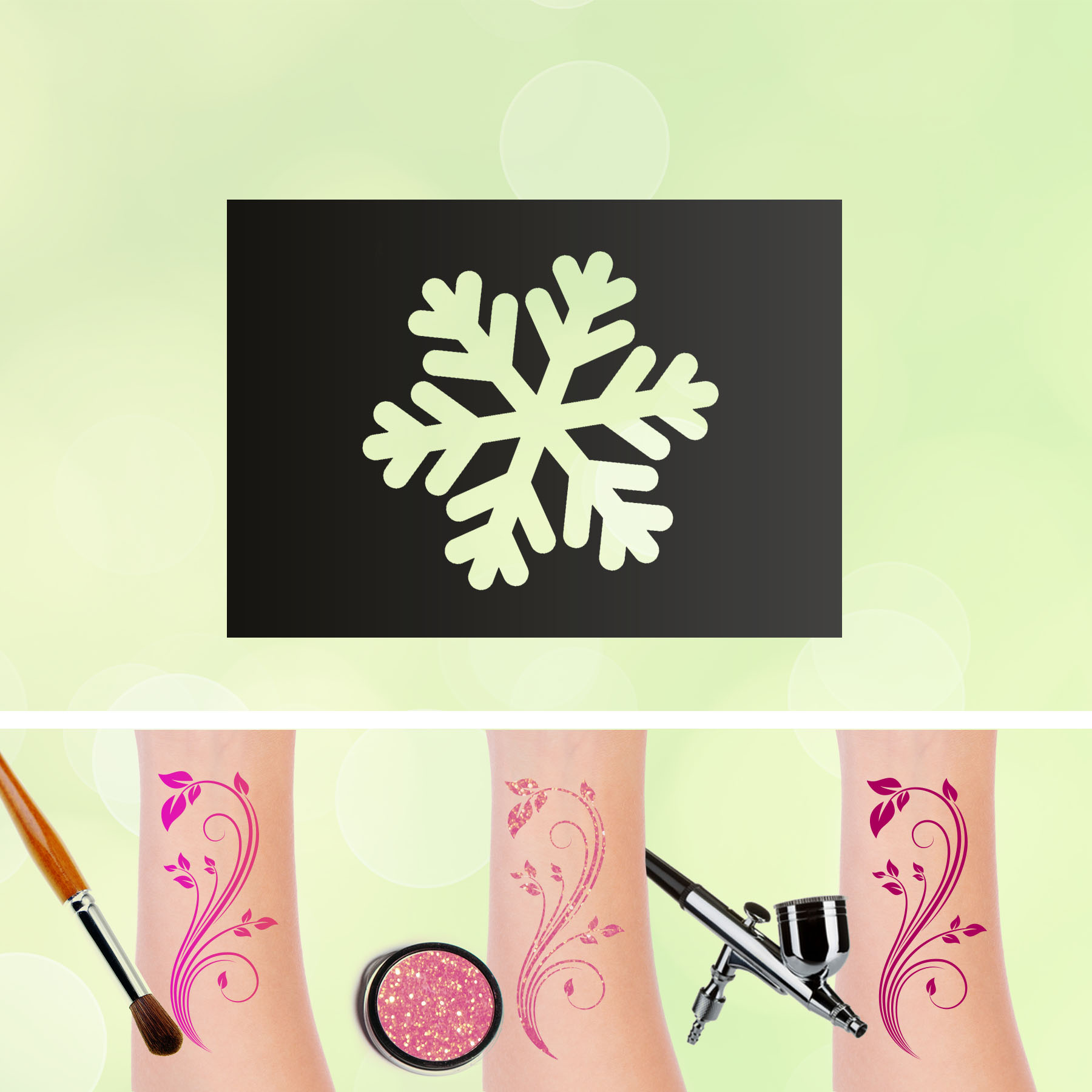 Tattoo Schablonen Schneeflocke Kinder Selbstklebend Kinderschminken Airbrush