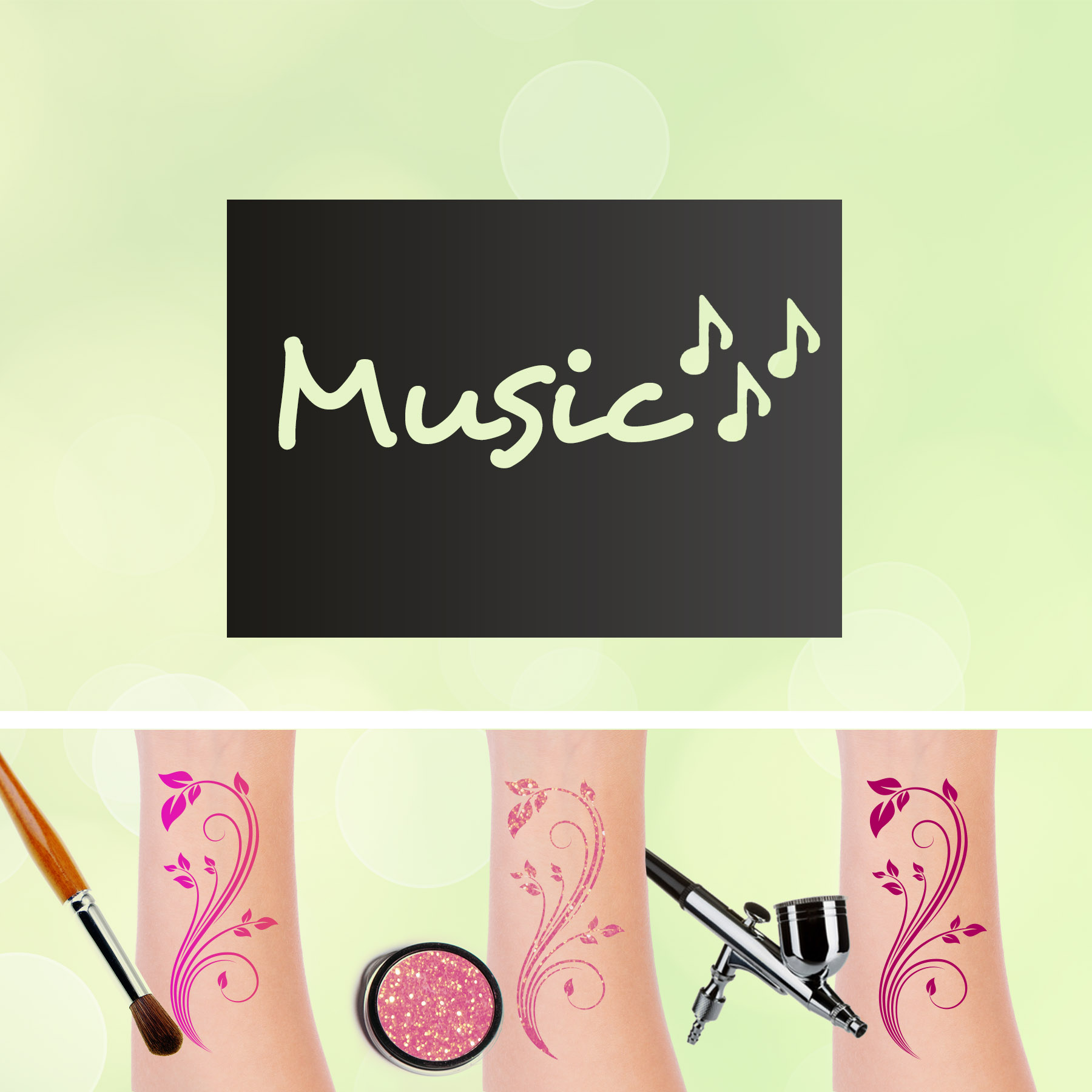 Tattoo Schablonen Music Selbstklebend Kinderschminken Airbrush