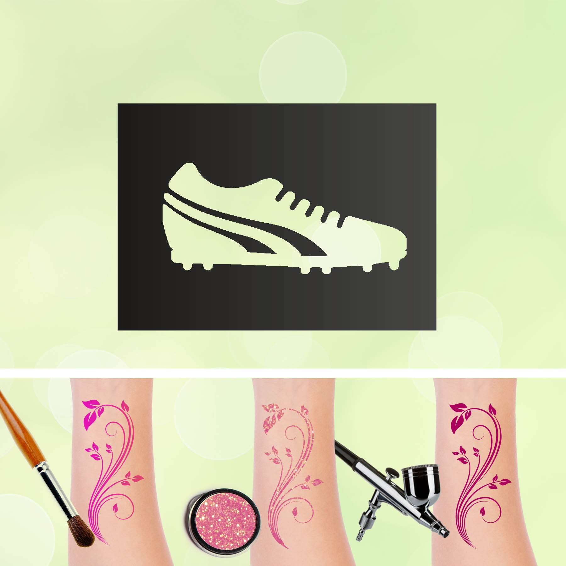 Tattoo Schablonen Fußballschuh Selbstklebend Kinderschminken Airbrush