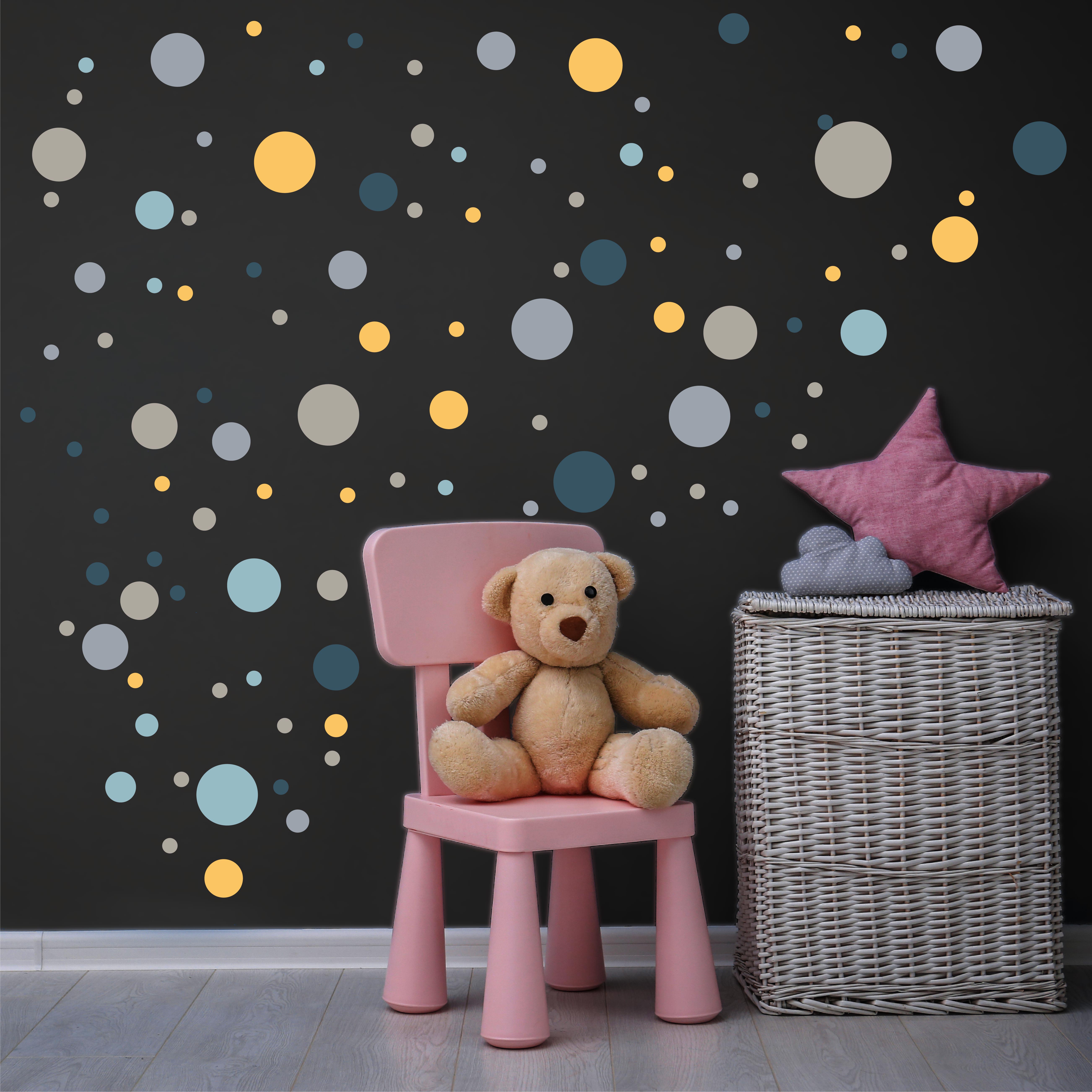 Wandtattoo Deko Wohnzimmer Punkte / Sterne / Wanddeko kinderzimmer Mädchen Wandaufkleber Babyzimmer selbstklebende Sticker Set Dekoration 