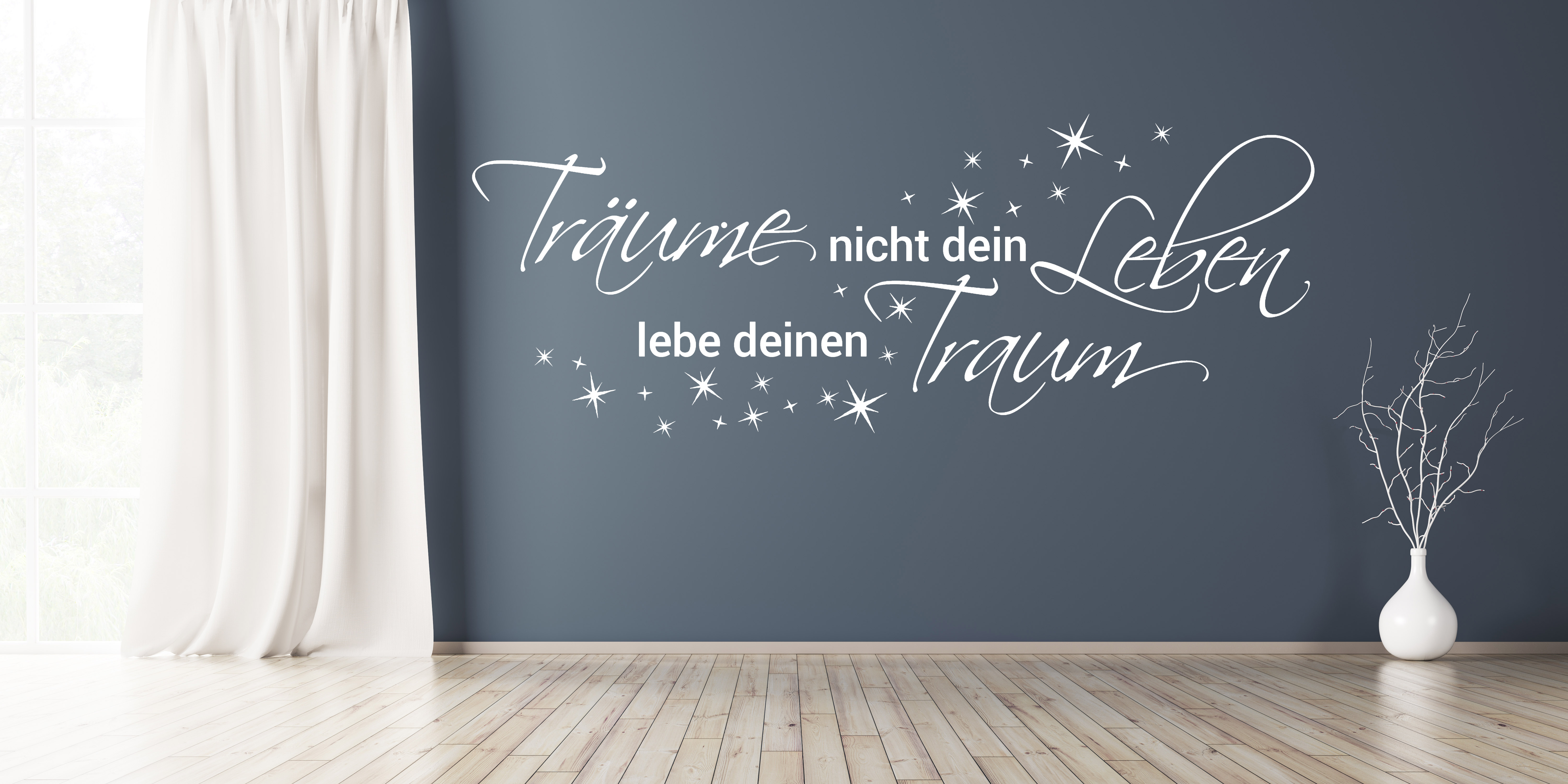 Aufkleber Wandtattoo Träume nicht dein Leben lebe deinen Traum Deko Sterne