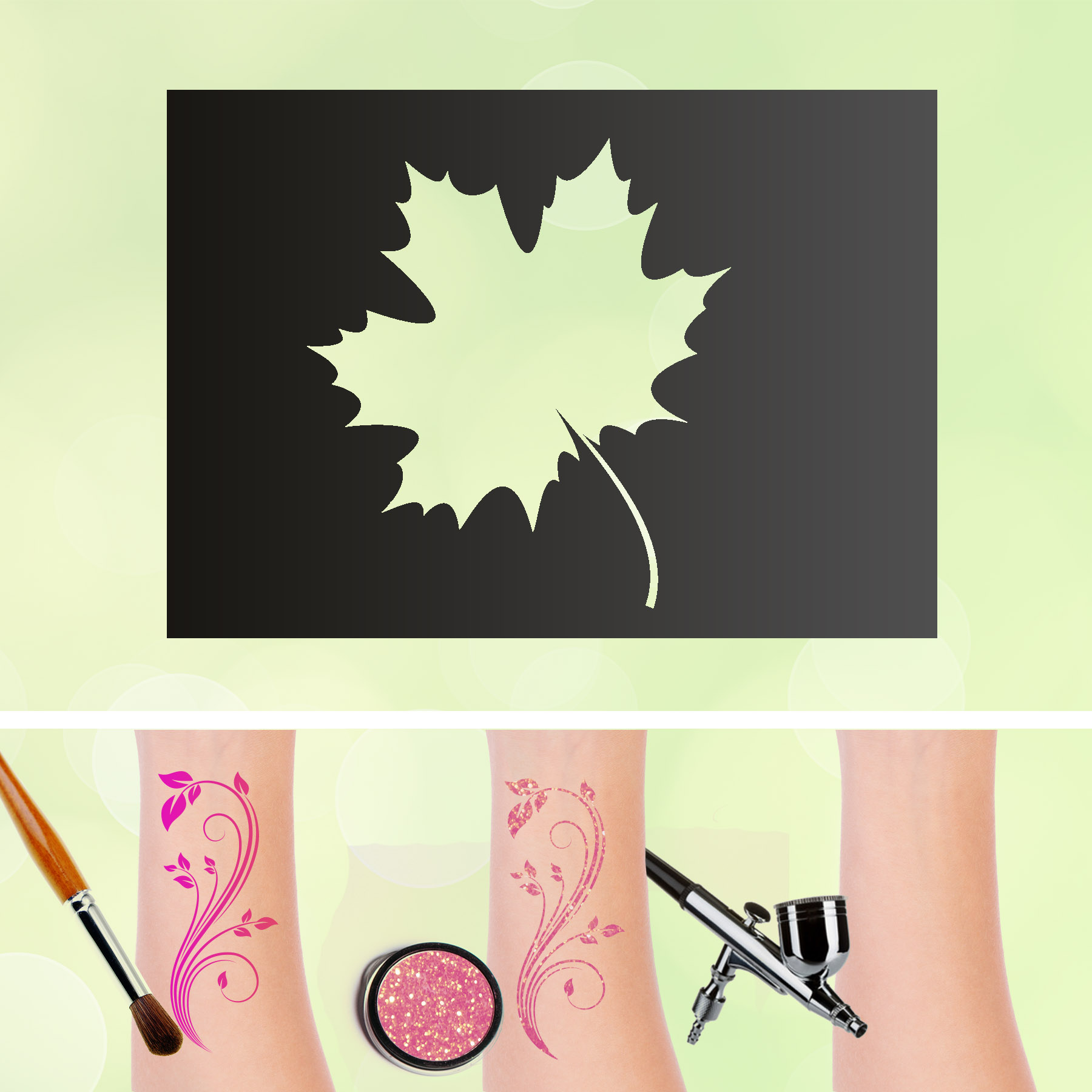 Tattoo Schablonen Ahorn Blatt Selbstklebend Kinderschminken Airbrush