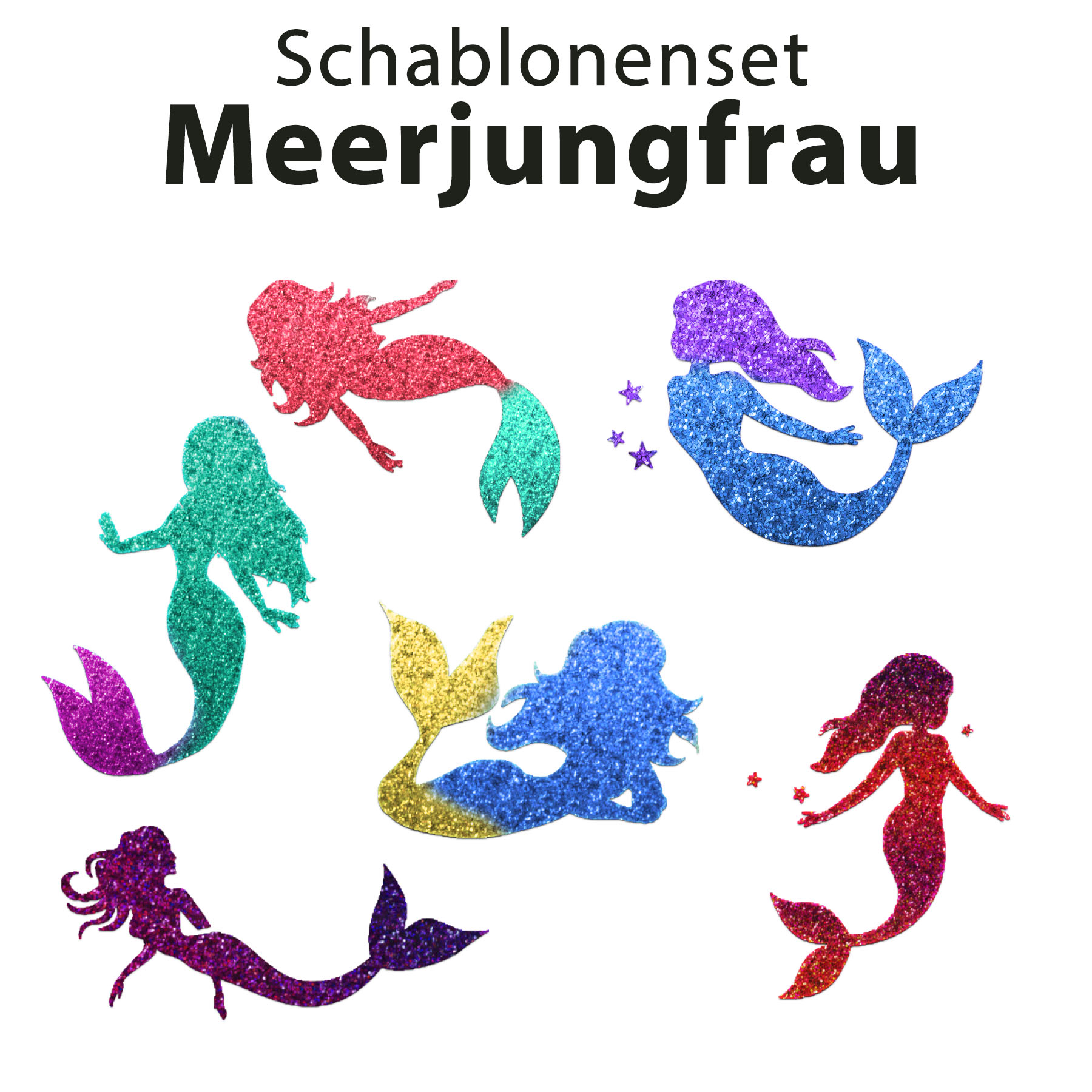 Tattoo Schablonen SET Kinder Meerjungfrau 6 Schablonen Selbstklebend Schminken Meer Meerjungfrauen