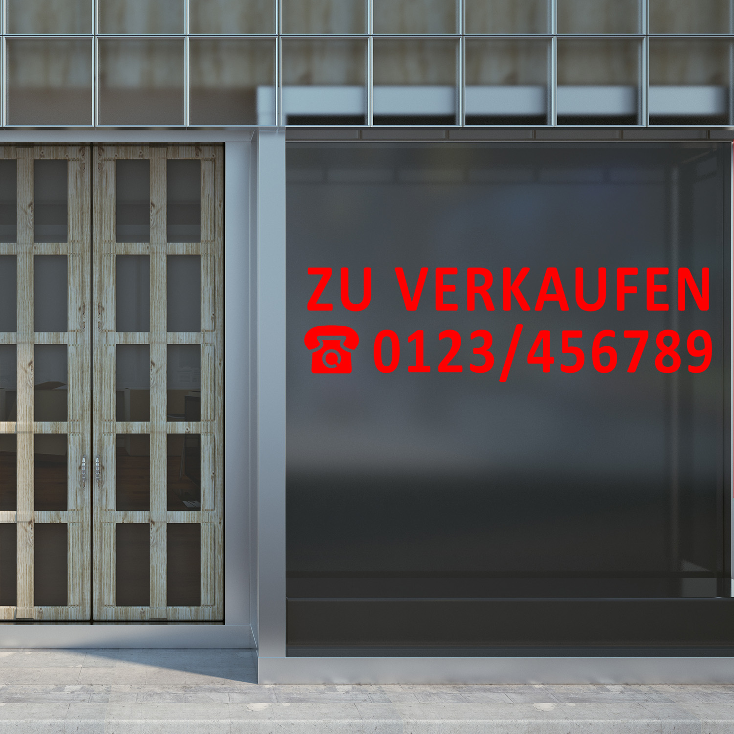 Aufkleber - ZU VERKAUFEN mit TELEFONNUMMER Schaufenster Makler Immobilien Autos