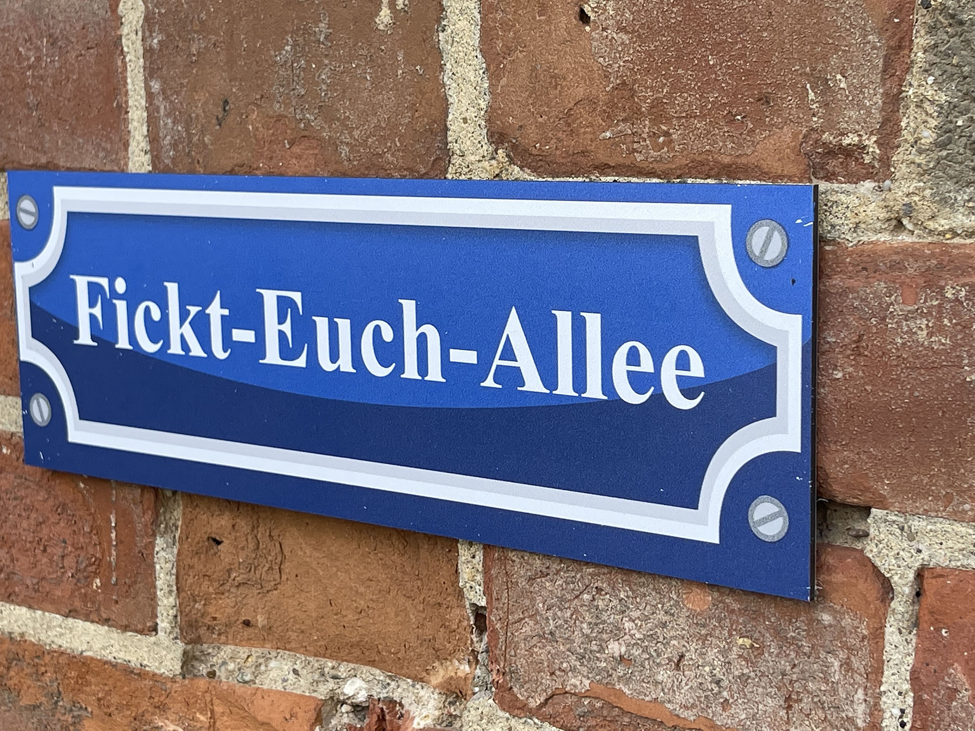Fickt-Euch-Allee Schild Alu Verbund Türschild Straßenschild Scherzartikel Geschenkidee