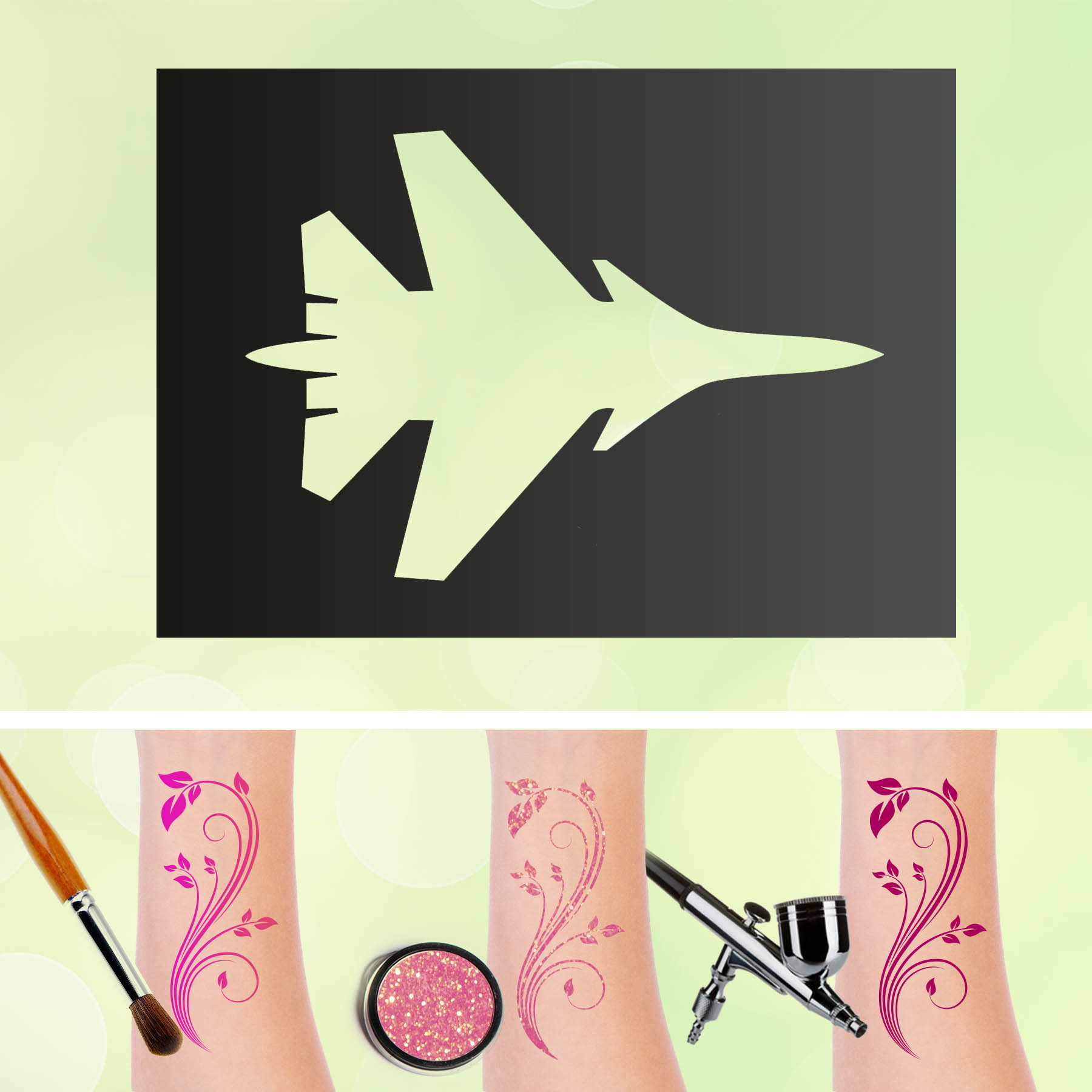 Tattoo Schablonen Düsenjet Selbstklebend Kinderschminken Airbrush
