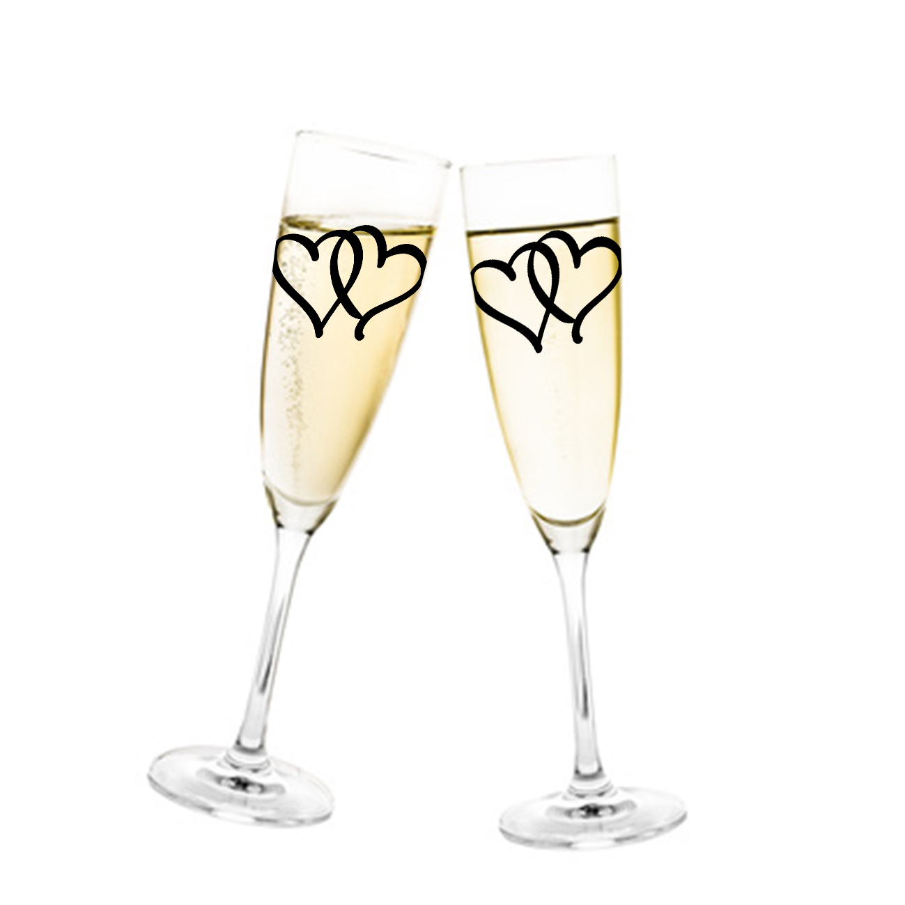 Aufkleber Hochzeit Herzen für Sektglas