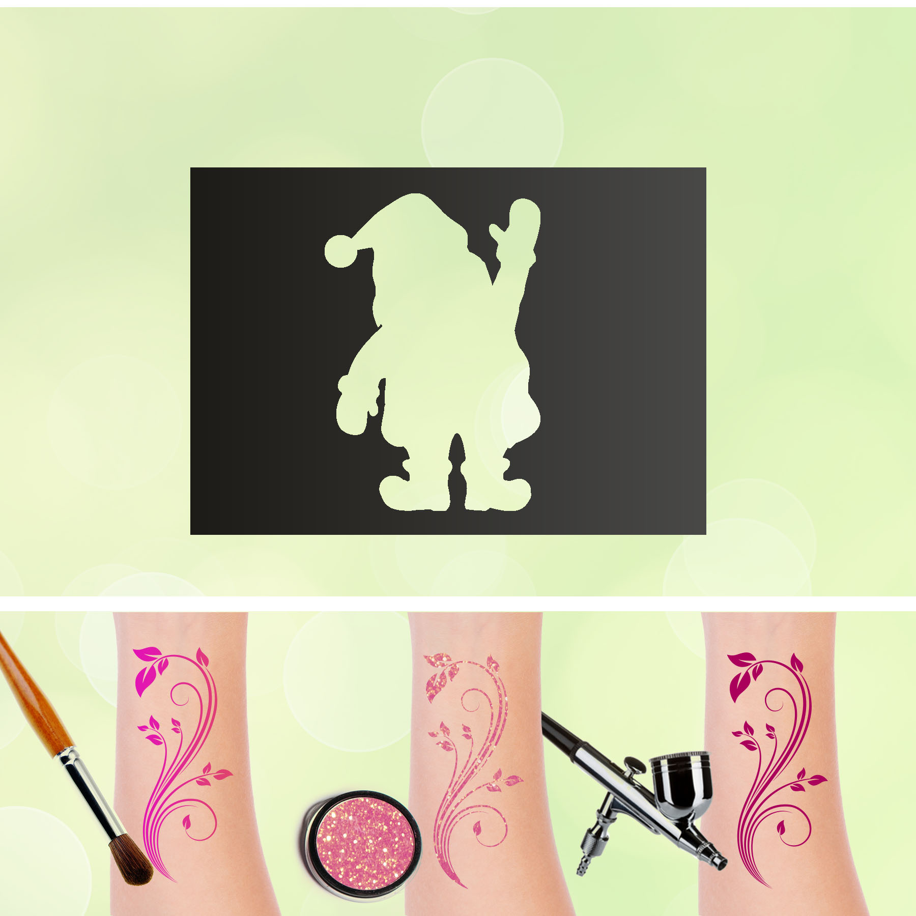 Tattoo Schablone Weihnachtsmann Selbstklebend Kinder Schminken Airbrush