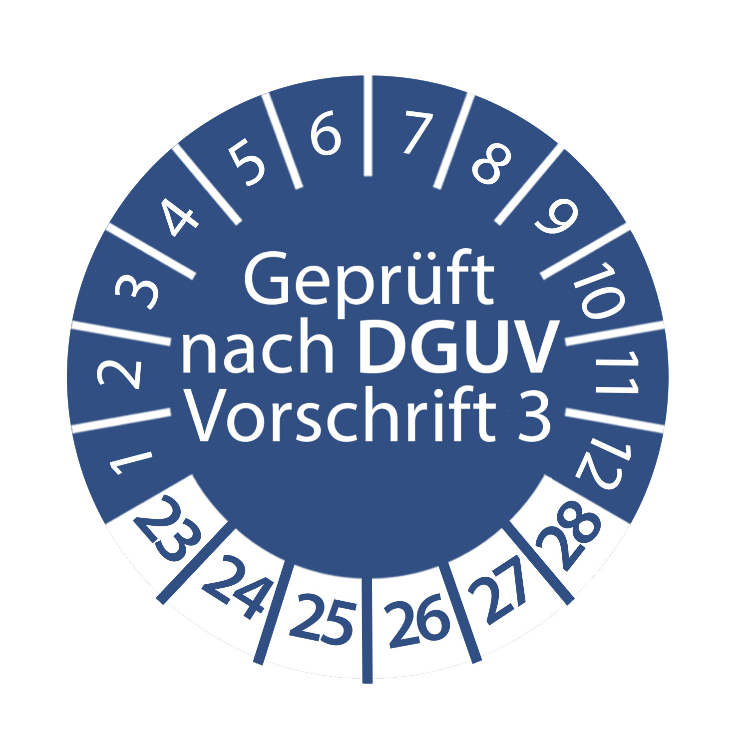 Prüfplakette DGUV Vorschrift 3 2023 - 2028 ca. Ø 2-3 cm Blau Geprüft nach DGUV