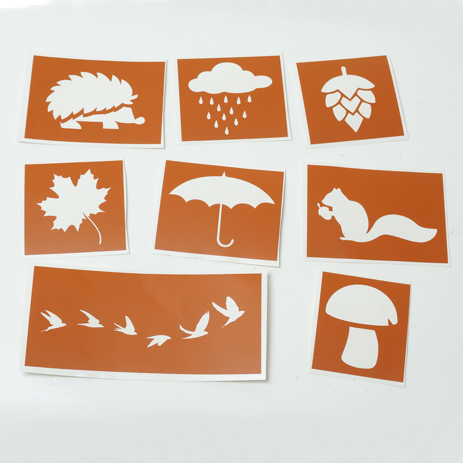 Tattoo Schablonen SET Kinder Herbst/Autumn/Fall (8 Schablonen) Selbstklebend Kinder schminken Airbru