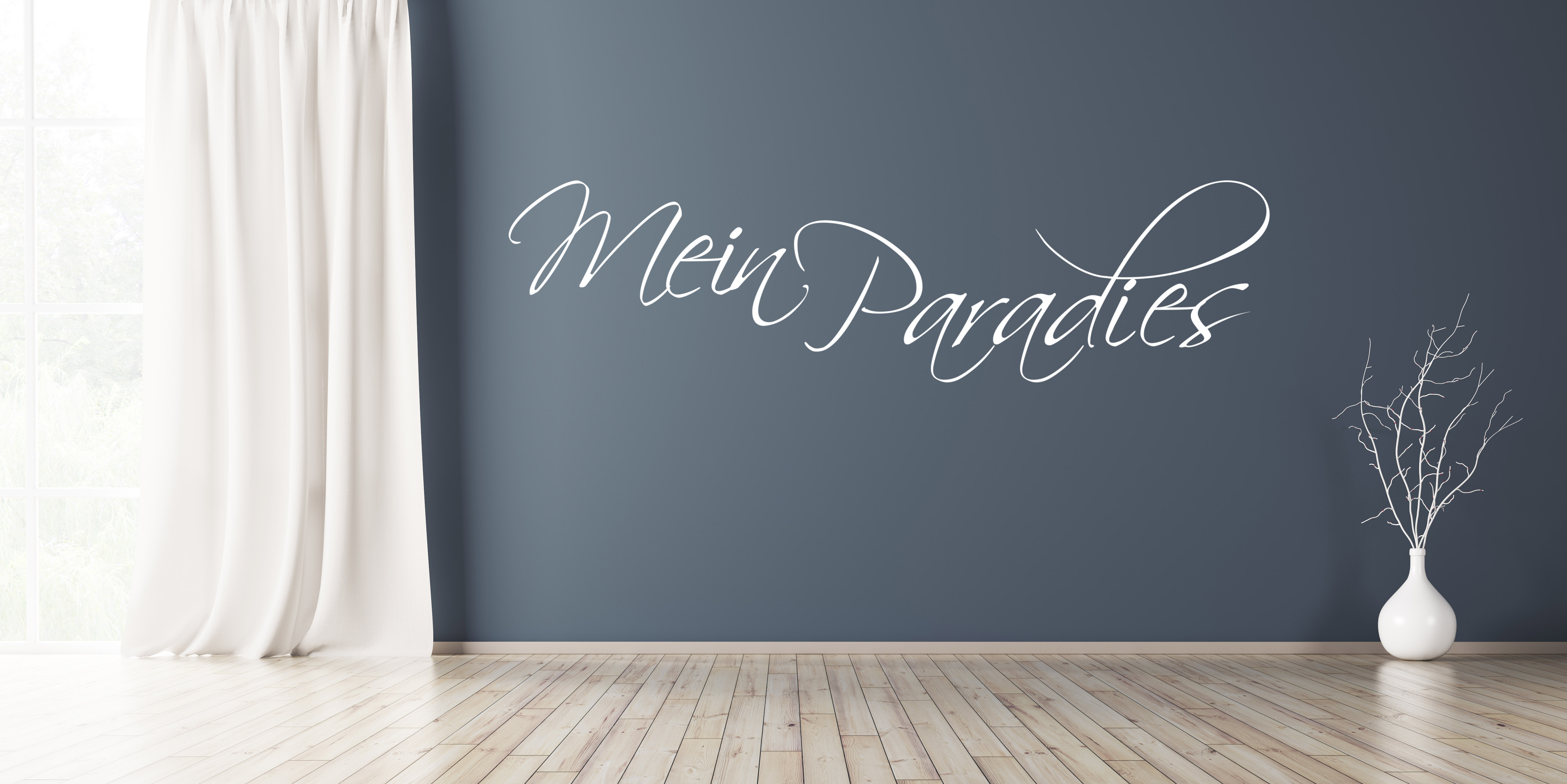 Wandtattoo Aufkleber - MEIN PARADIES in Weiss selbstklebend Deko Wohnzimmer Schlafzimmer