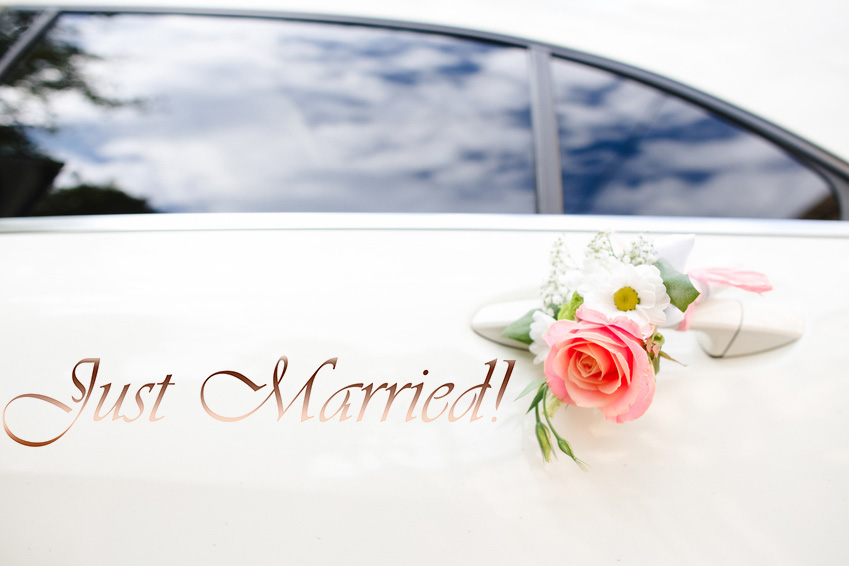 Aufkleber Hochzeit Auto -Just Married!