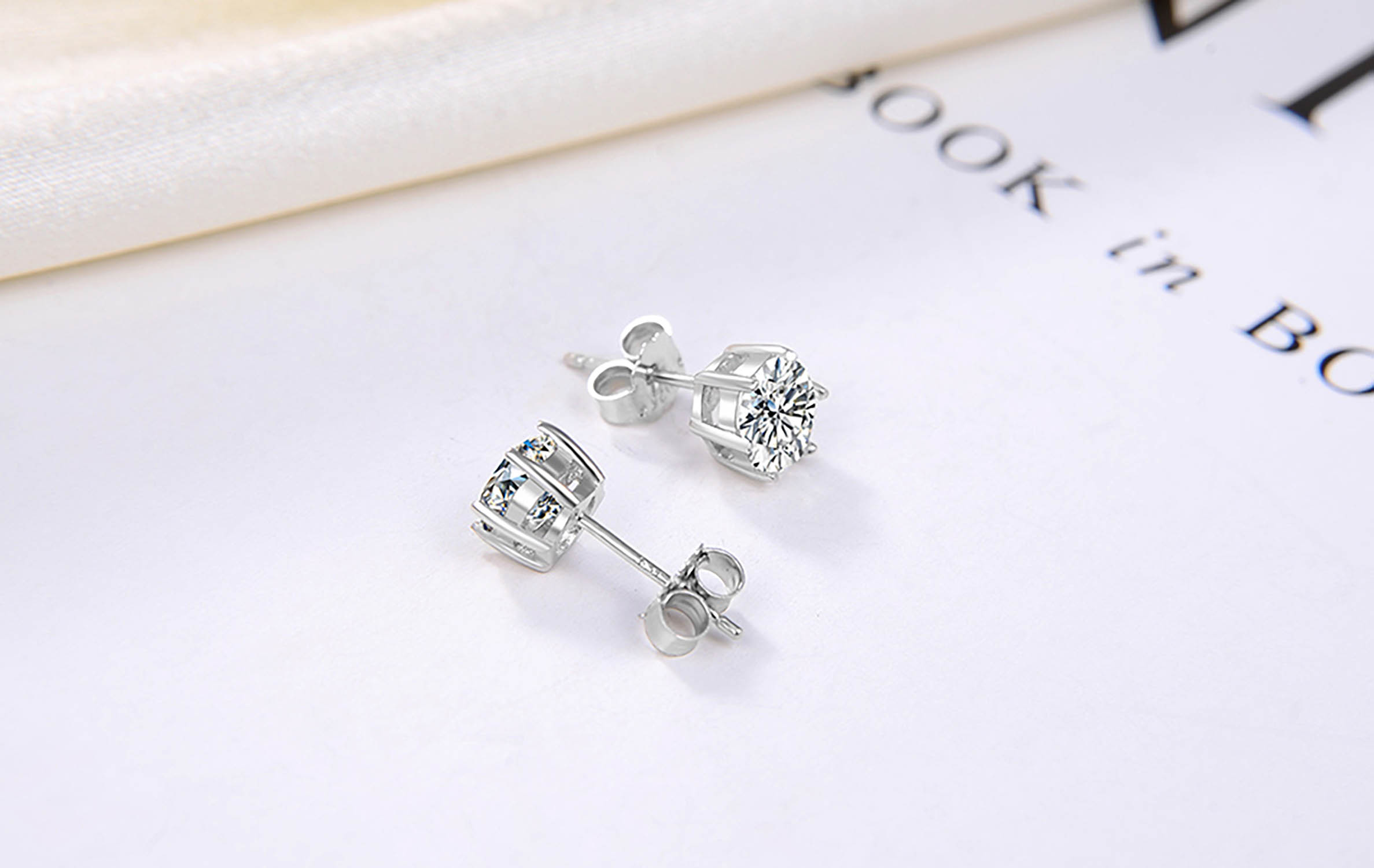 Ohrringe Ohrstecker Ohrschmuck Hochzeitsschmuck Edel Silber 925 Kubikzirkon Rund 