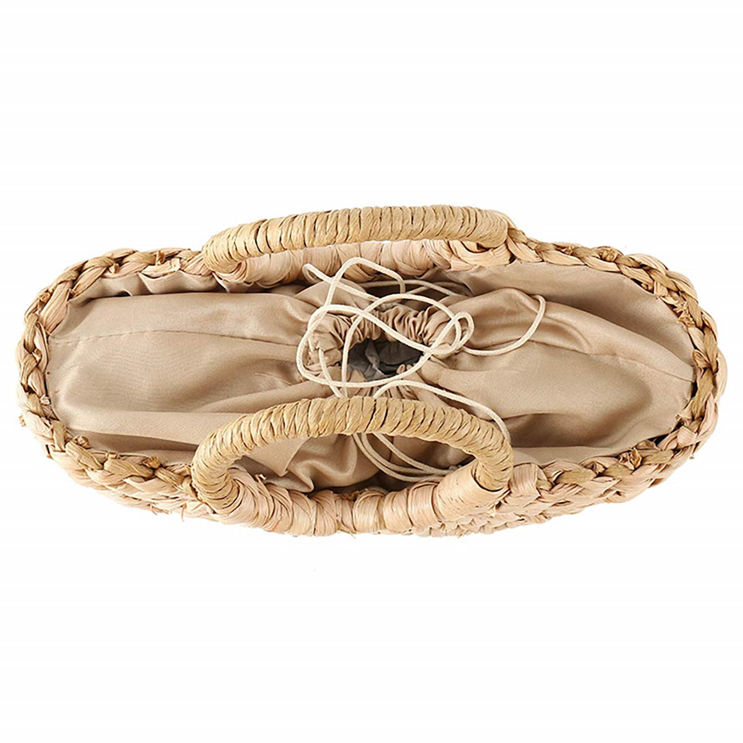 Handtasche Strandtasche Shopper Korbtasche geflochten Halbrund gewebt mit praktischem Zugband