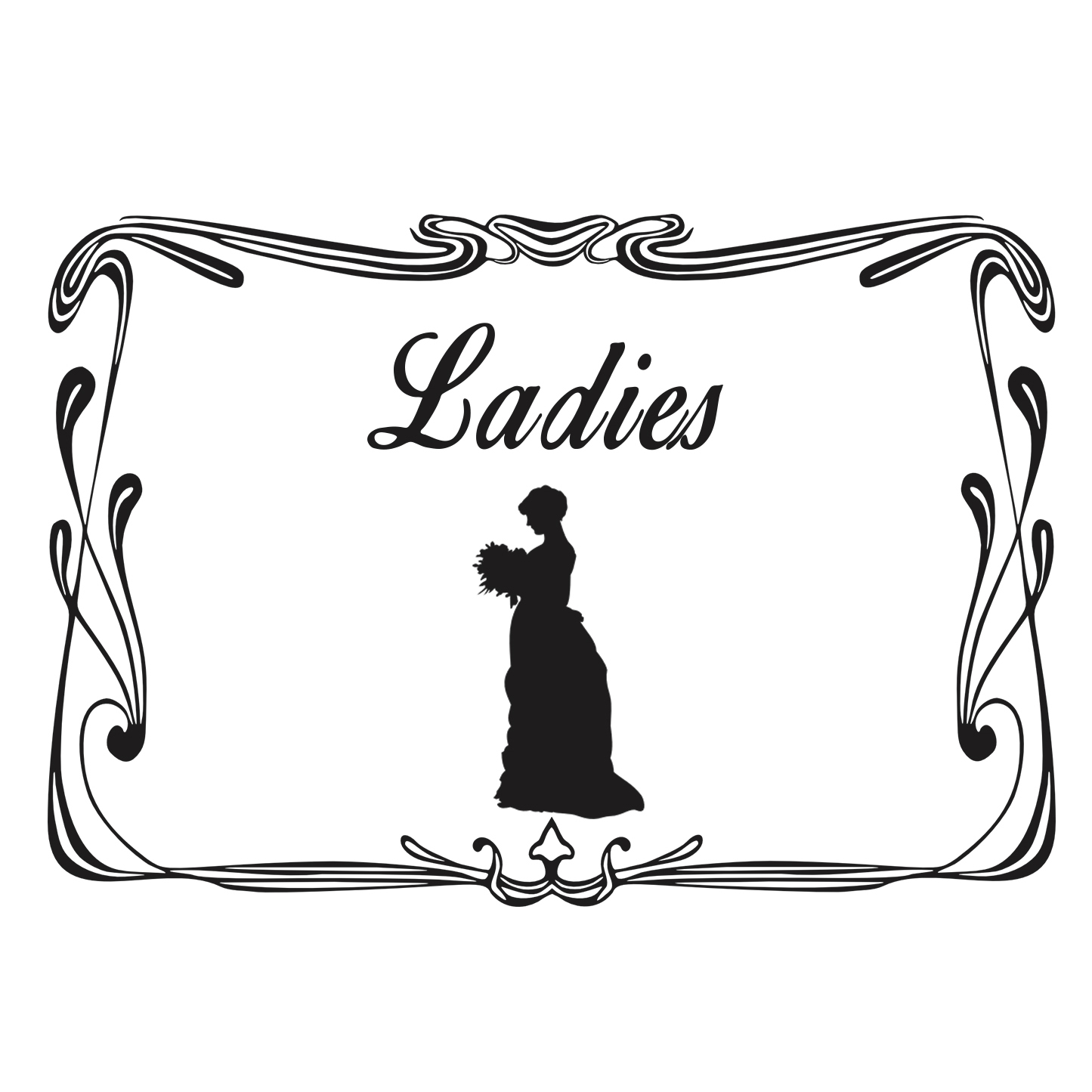 Aufkleber Türaufkleber WC Bad Ladies Damen Old Retro Frau Toilettentür Toilette Fun Sticker Wunschfa