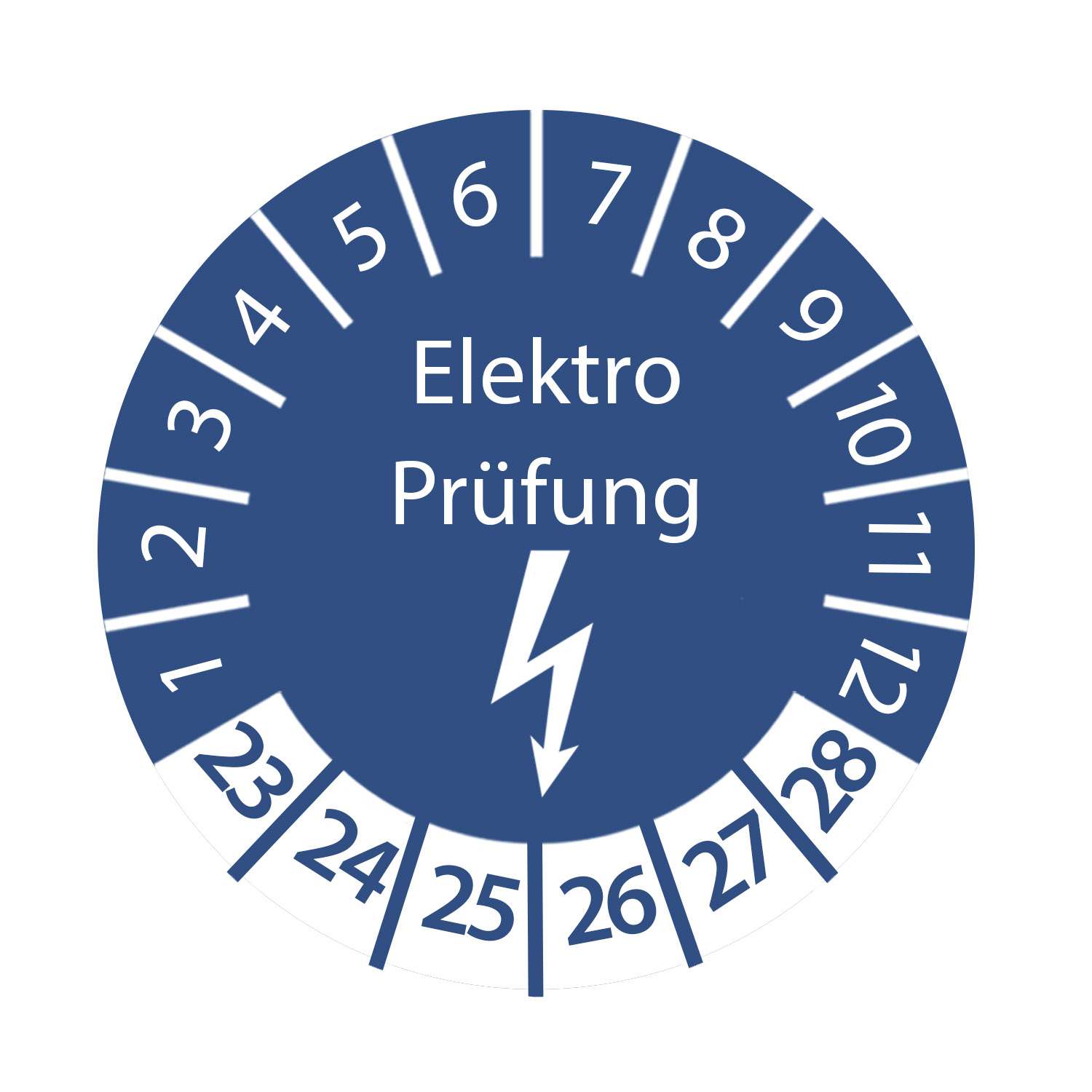Prüfplakette Elektro Prüfung 2023 - 2028 ca. Ø 2-3 cm Blau