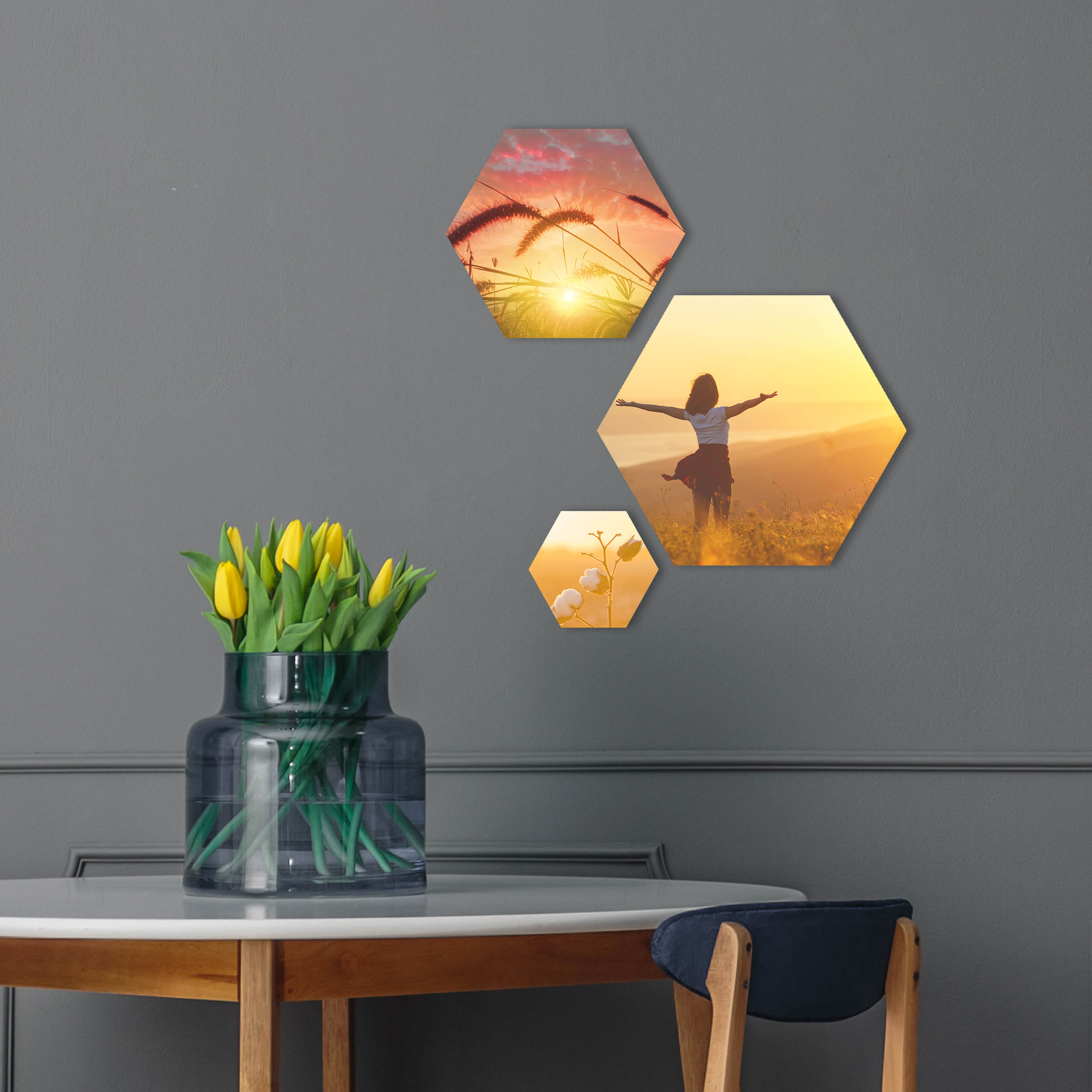Hexagon Wabe Mix Wandbilder Materialien - Gestalten Sie Ihre Wanddeko mit Ihren Bild oder Fotos selber. Fotogeschenke personalisiert mit Wunschmotiv