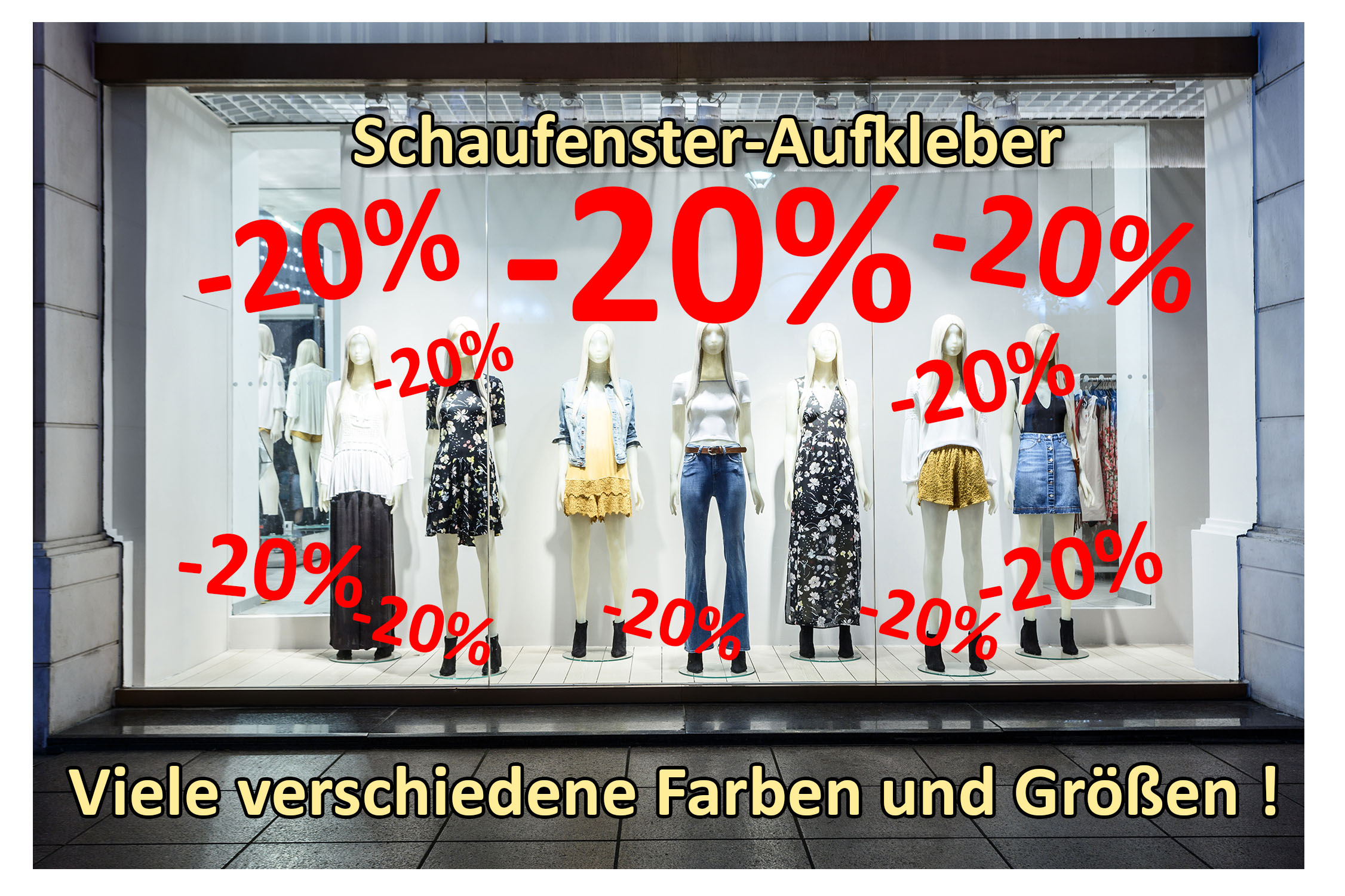 Aufkleber -20% 10er Set Prozent Sale Rabatt Reduziert Schaufenster Preisschild Ausverkauf Rot
