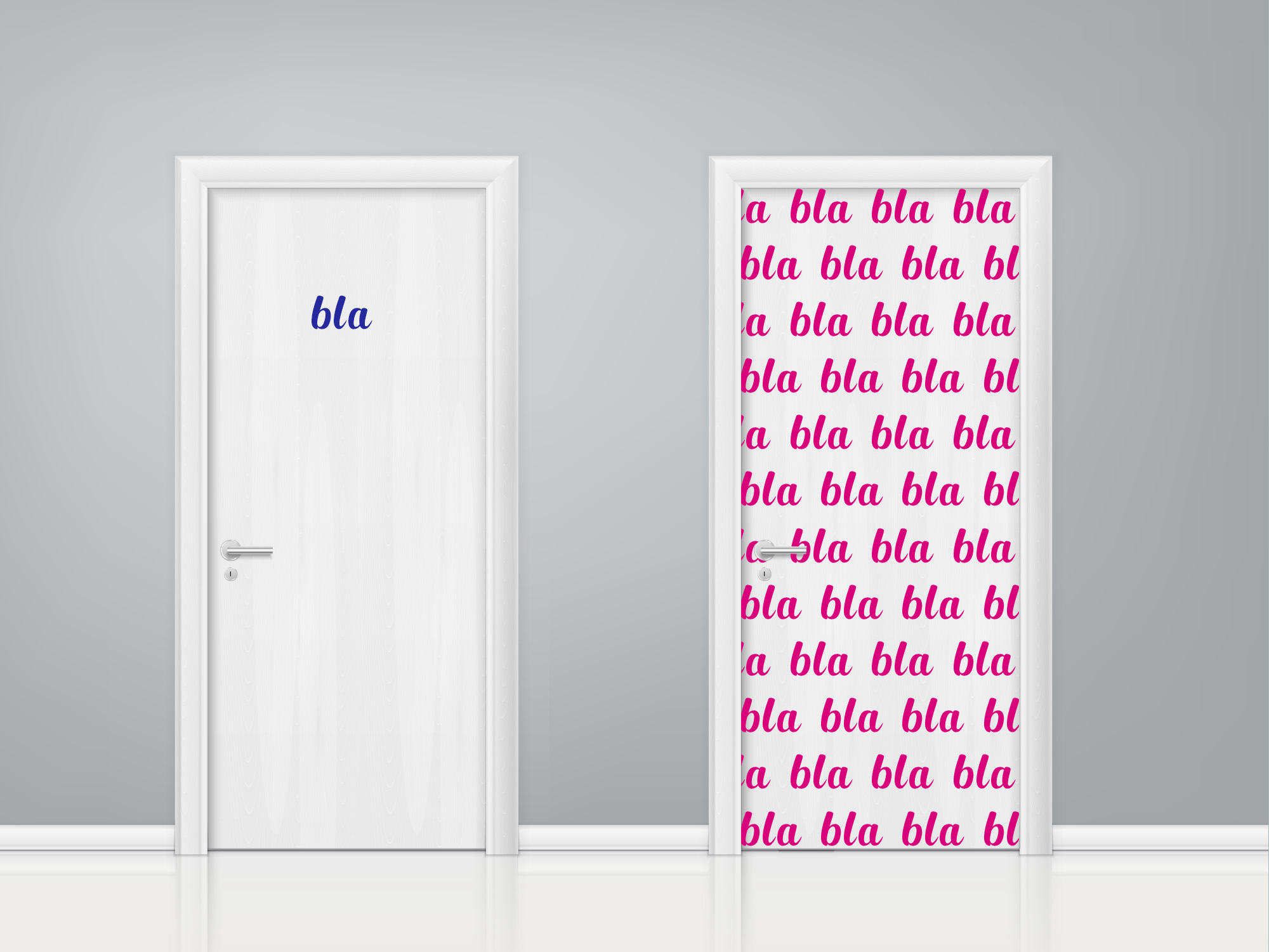 Aufkleber Türaufkleber Bad WC Mann Frau SET Bla Bla Bla Toilette Fun Sticker Farbe Blau und Pink