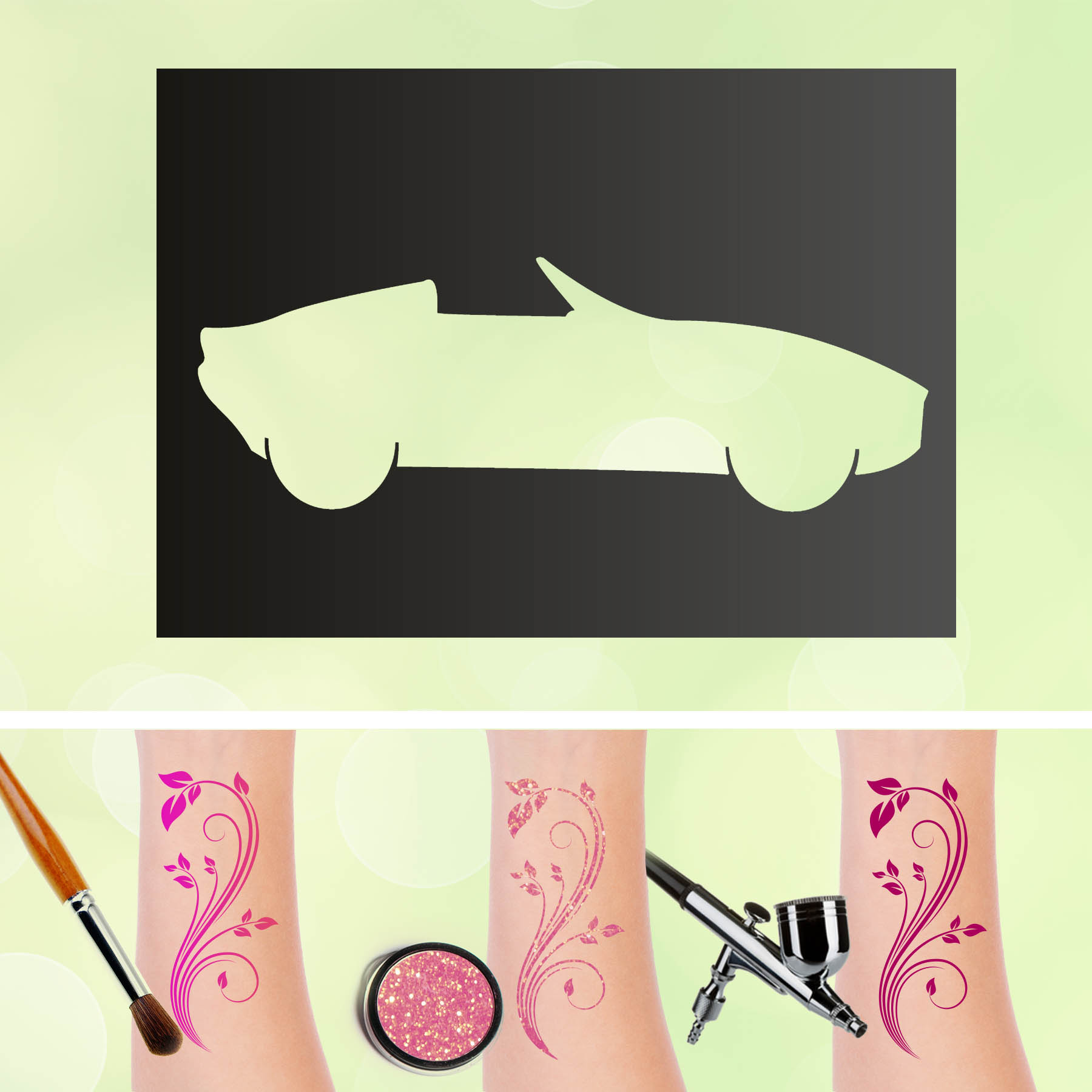 Tattoo Schablonen Cabrio Selbstklebend Kinderschminken Airbrush
