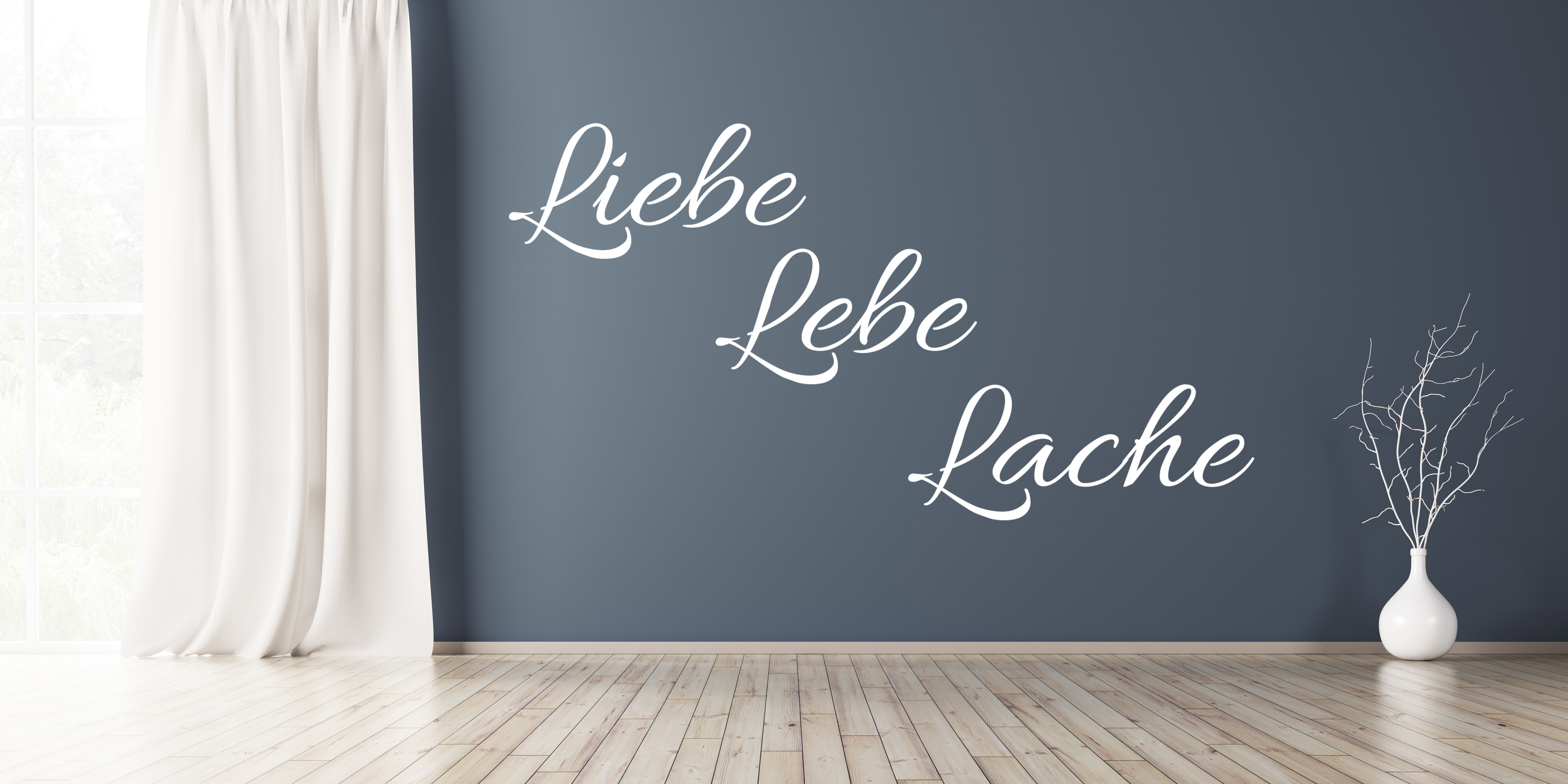 Wandtattoo Aufkleber Kinderzimmer LIEBE LEBE LACHE selbstklebend in weiß Deko Wohnzimmer Schlafzim