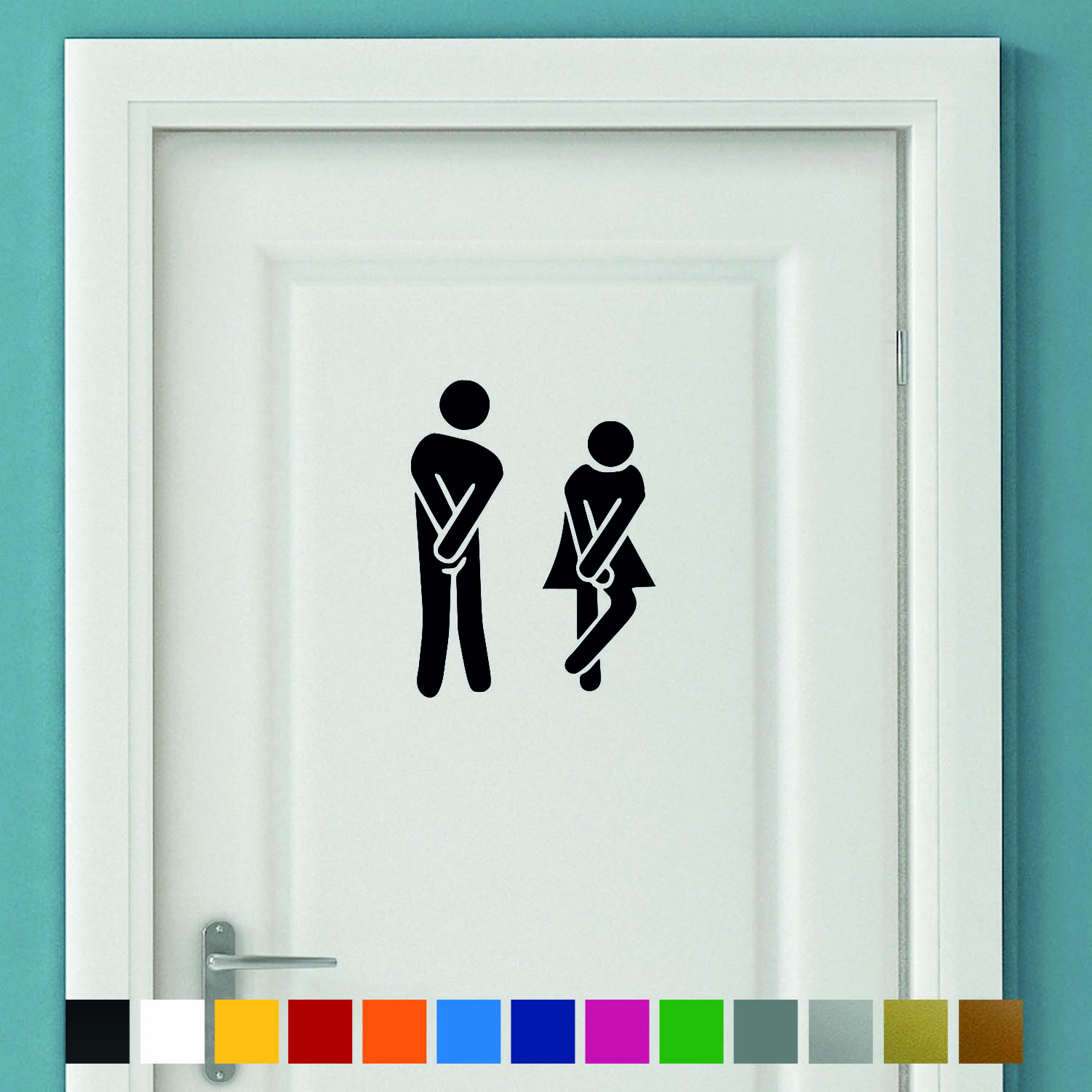 Aufkleber Türaufkleber Bad WC DRINGEND Mann Frau Toilette Fun Sticker in Schwarz oder Wunschfarbe