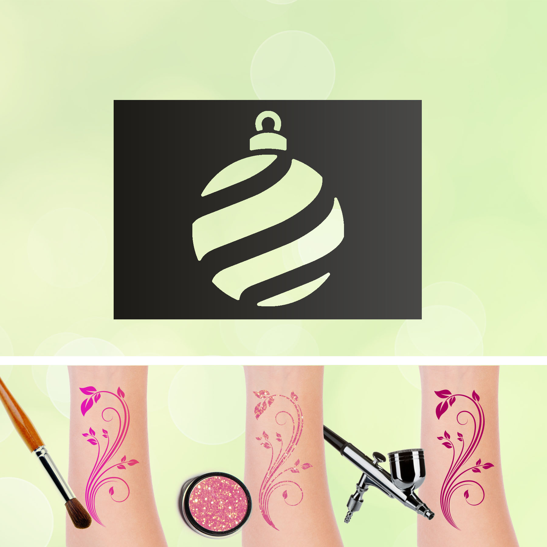 Tattoo Schablone Weihnachtskugel Selbstklebend Kinder Schminken Airbrush